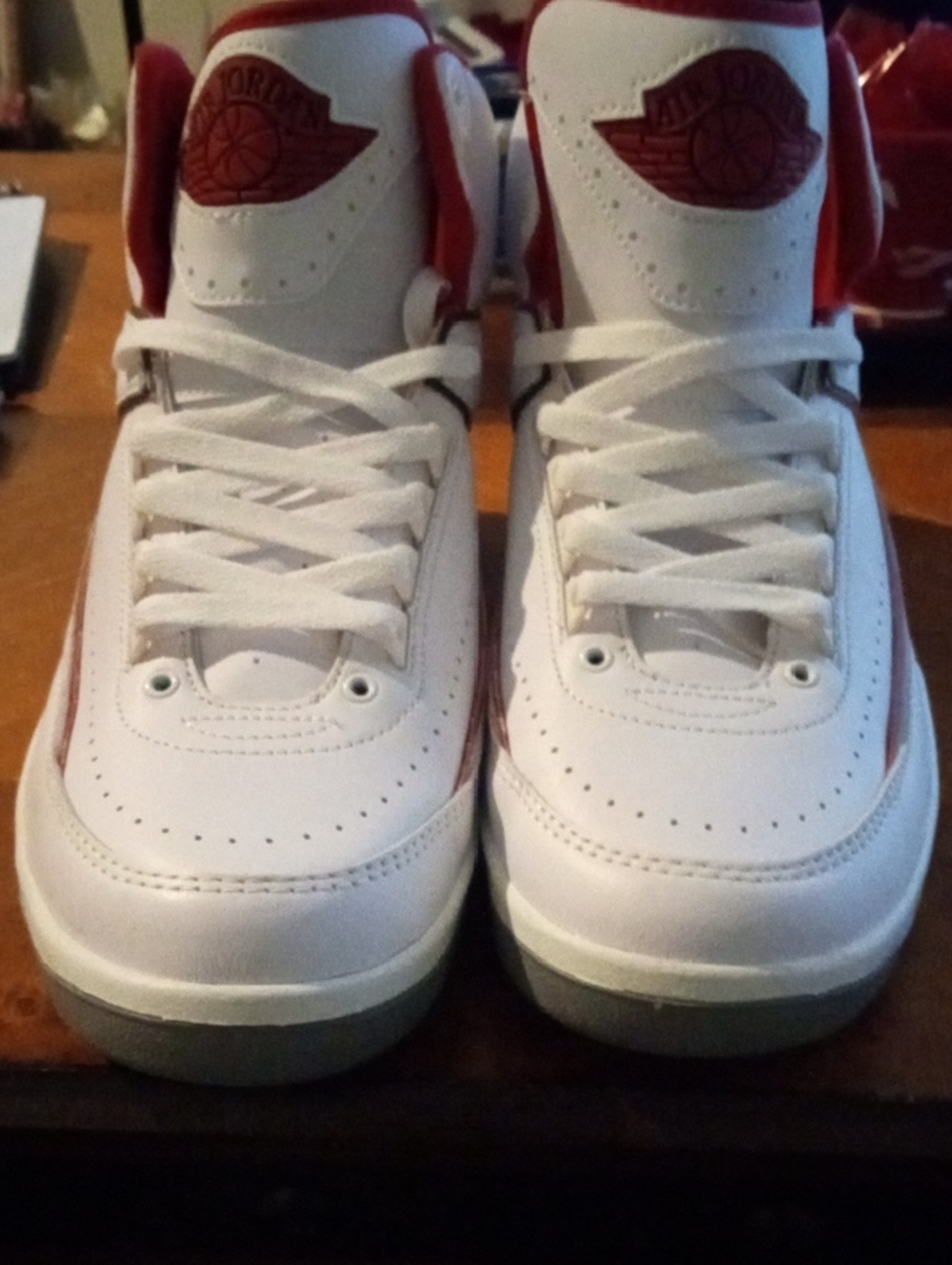 Jordan 2s White and Red High-Top Basketball Sneakers Brand New